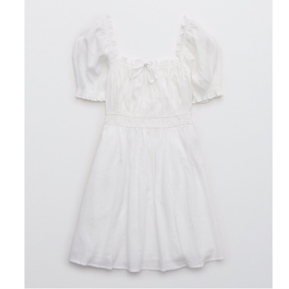 Aerie Puff Sleeve White Mini Dress